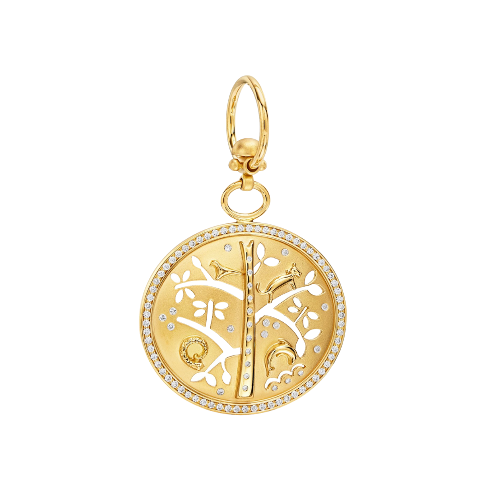 TEMPLE ST CLAIR SMALL PAVE TREE OF LIFE PENDANT IN YELLOW GOLD