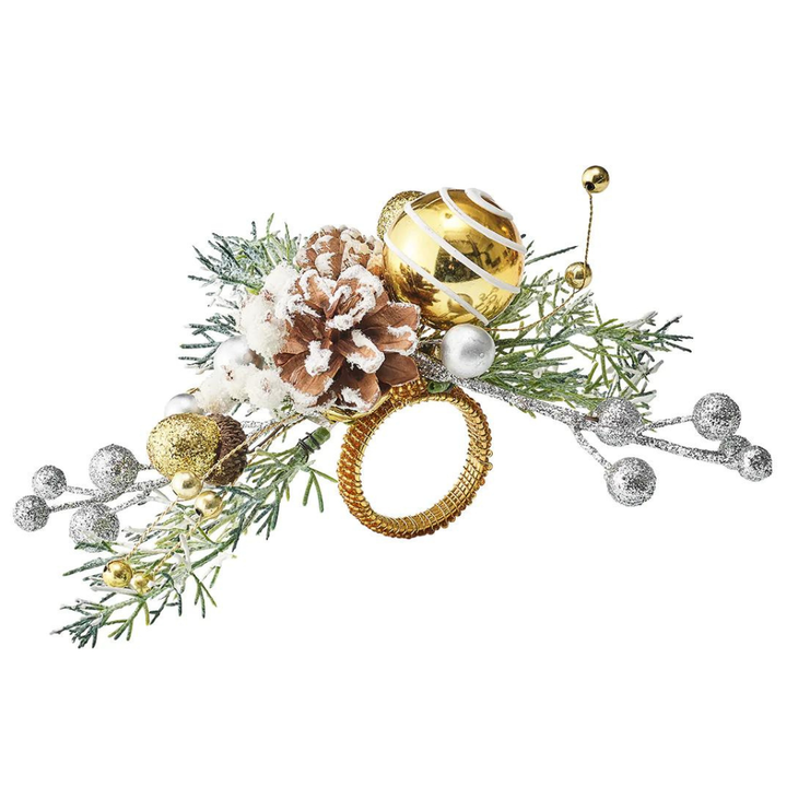 KIM SEYBERT CHRISTMAS WONDER NAPKIN RING - WHITE AND GOLD