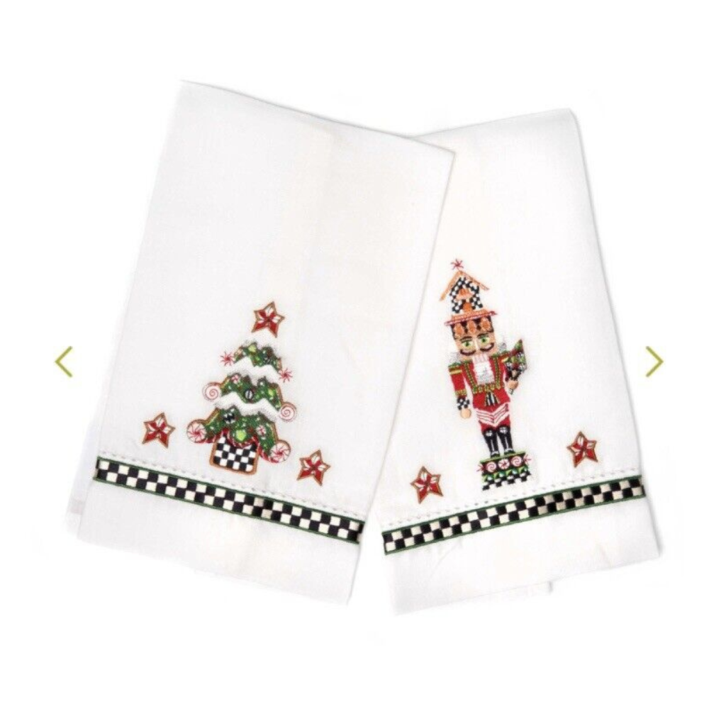 MACKENZIE CHILDS SET OF TWO CHRISTMAS GUEST TOWEL