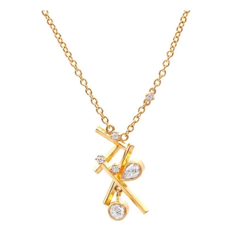 GURHAN 24K YELLOW GOLD BEZEL PENDANT AND DIAMONDS WITH 22K GOLD CHAIN