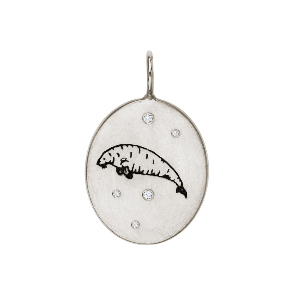 HEATHER B. MOORE STERLING SILVER OVAL CHARM WITH MANATEE AND DIAMONDS