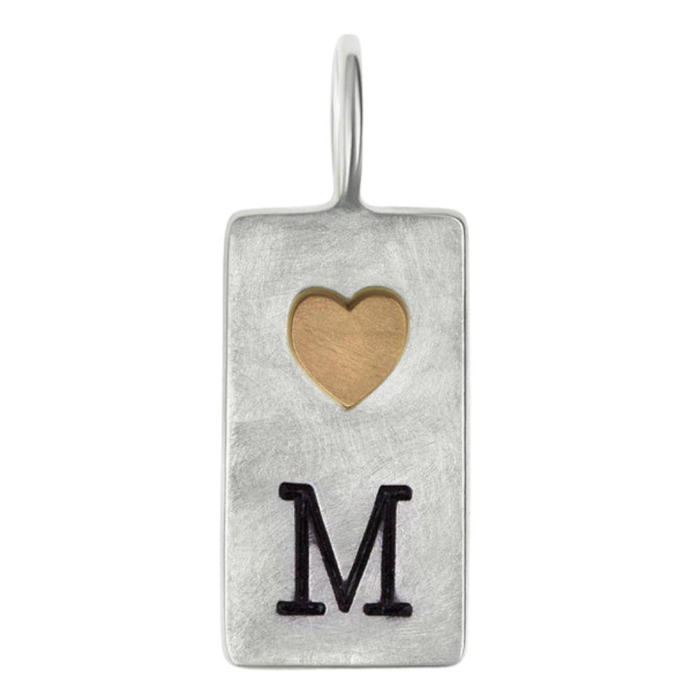 HEATHER B. MOORE 14K YELLOW GOLD AND STERLING SILVER ID TAG