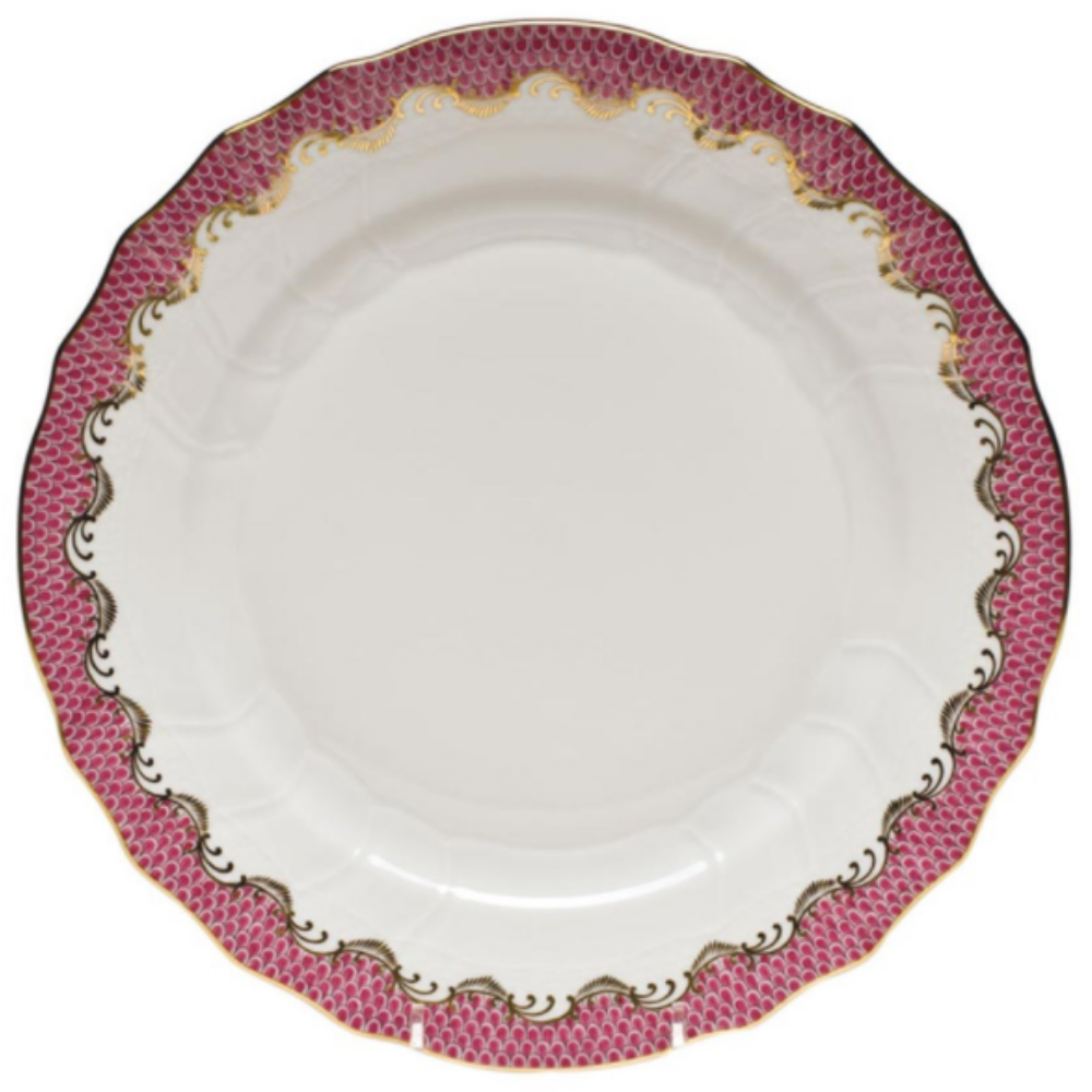 HEREND FISH SCALE PINK DINNER PLATE