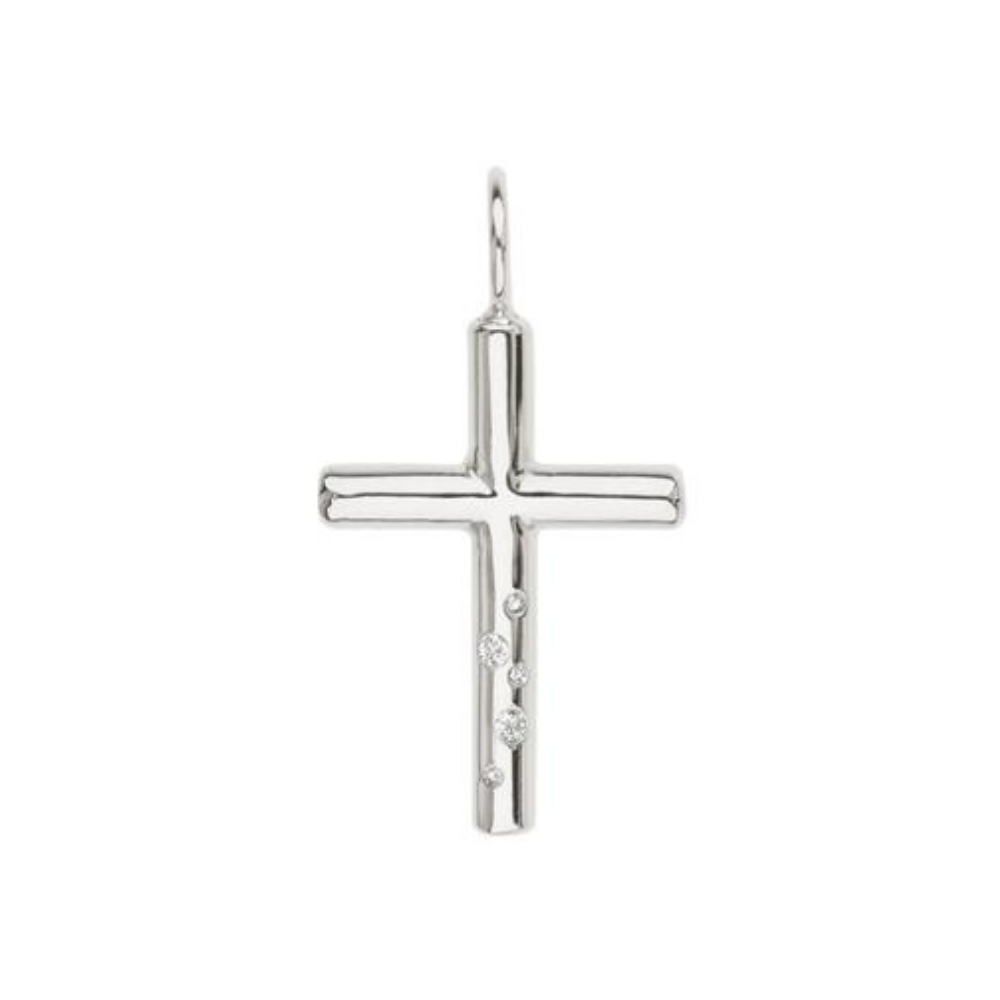HEATHER B. MOORE STERLING SILVER AND DIAMOND CROSS