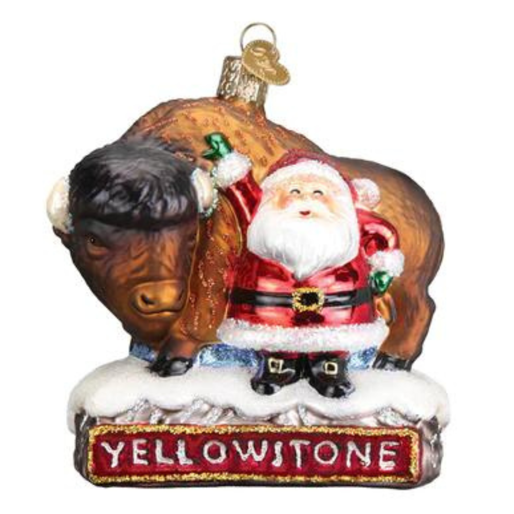 OLD WORLD CHRISTMAS SANTA WITH BISON ORNAMENT