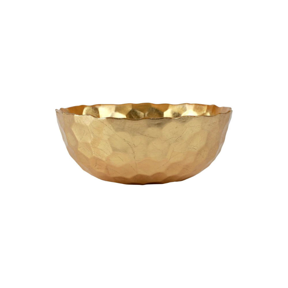 VIETRI RUFOLO SMALL GLASS HONEYCOMB BOWL - GOLD