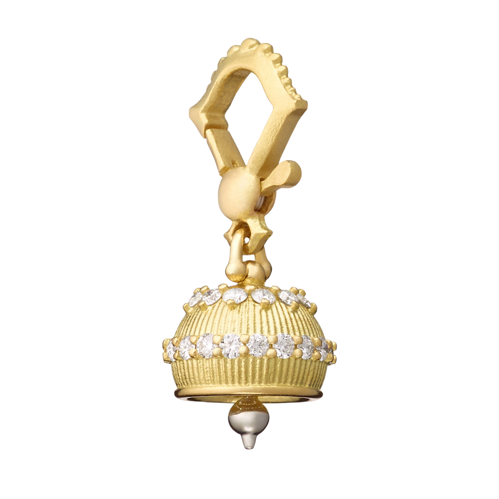 PAUL MORELLI 18K YELLOW GOLD AND WHITE GOLD MEDITATION BELL WITH DIAMONDS