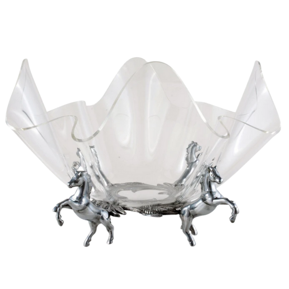 ARTHUR COURT ACRYLIC BOWL WITH HORSE STAND