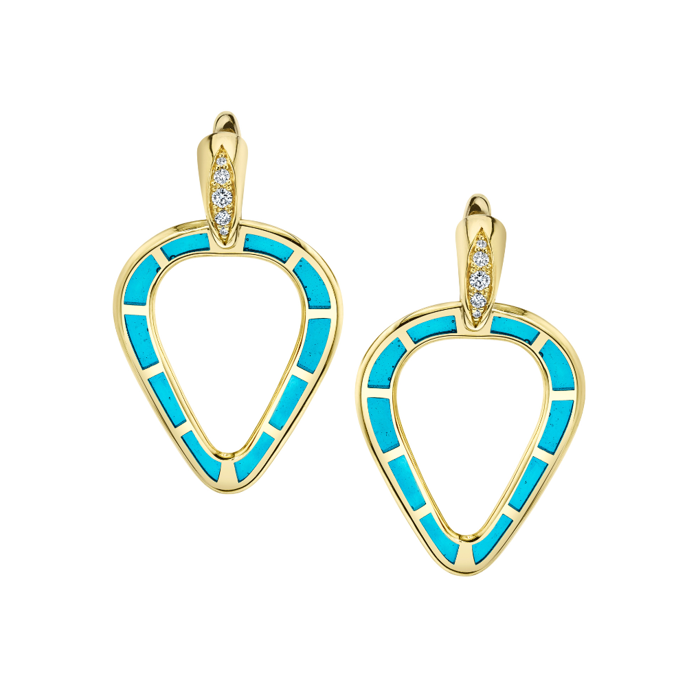 ANDY LIF JEWELRY 18K YELLOW GOLD LIGHT BLUE EARRINGS WITH DIAMONDS