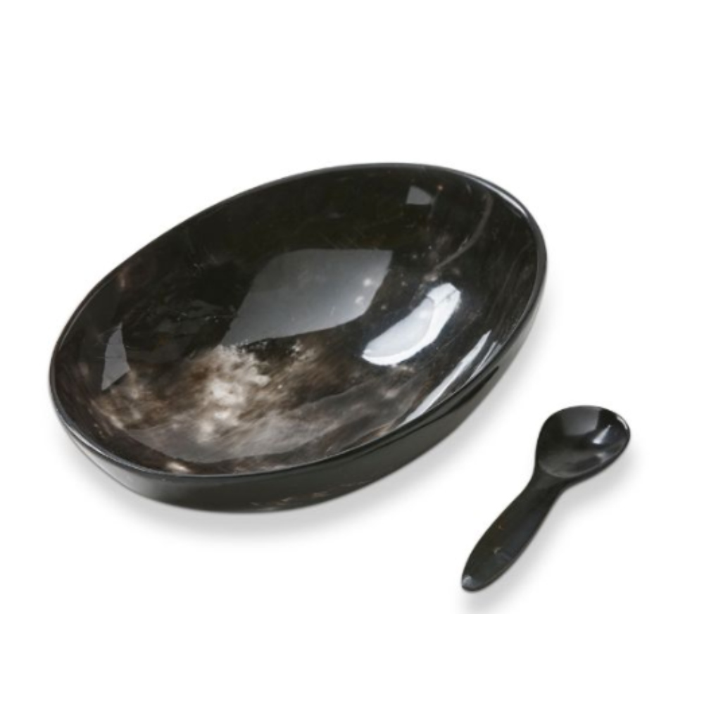 TAG HORN SERVING DISH AND SPOON SET