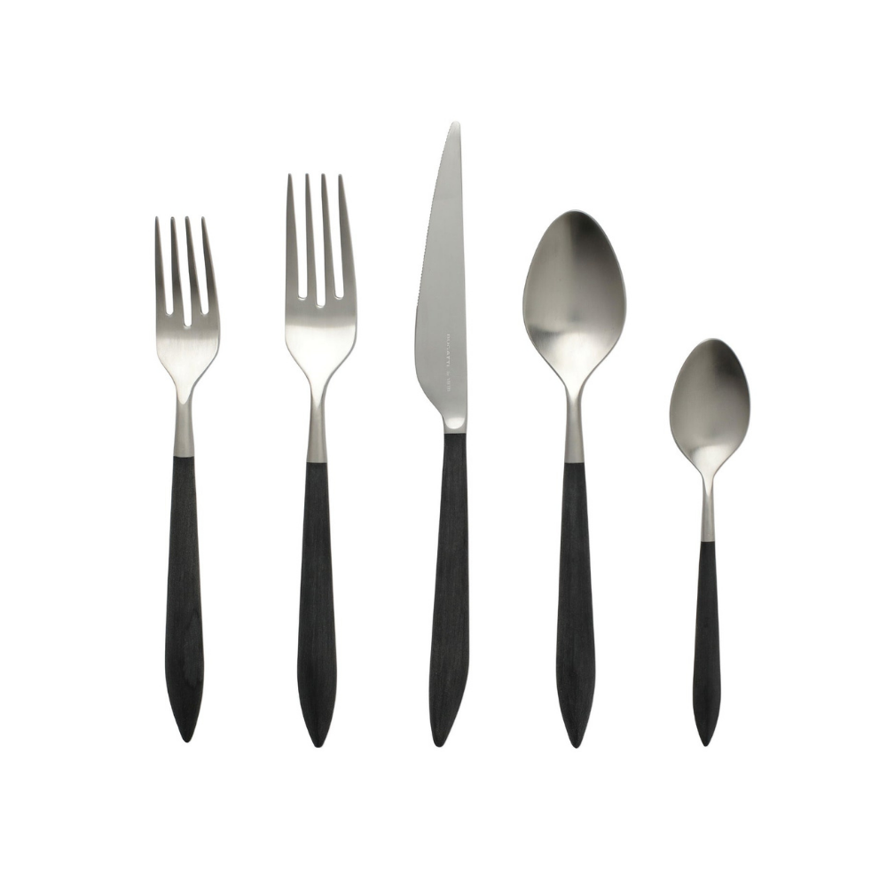 VIETRI ARES ARGENTO AND BLACK 5-PIECE PLACE SETTING