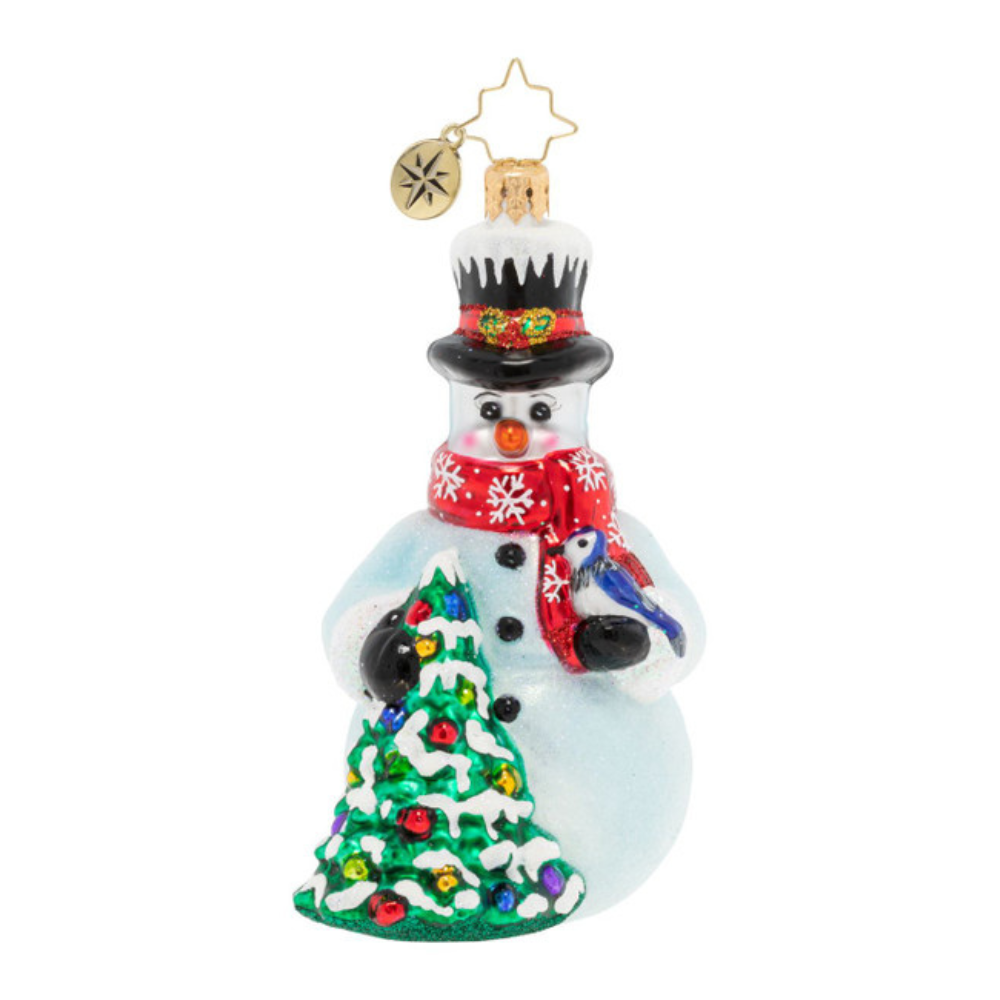 CHRISTOPHER RADKO SNOWMAN WITH BIRD IN THE HAND ORNAMENT