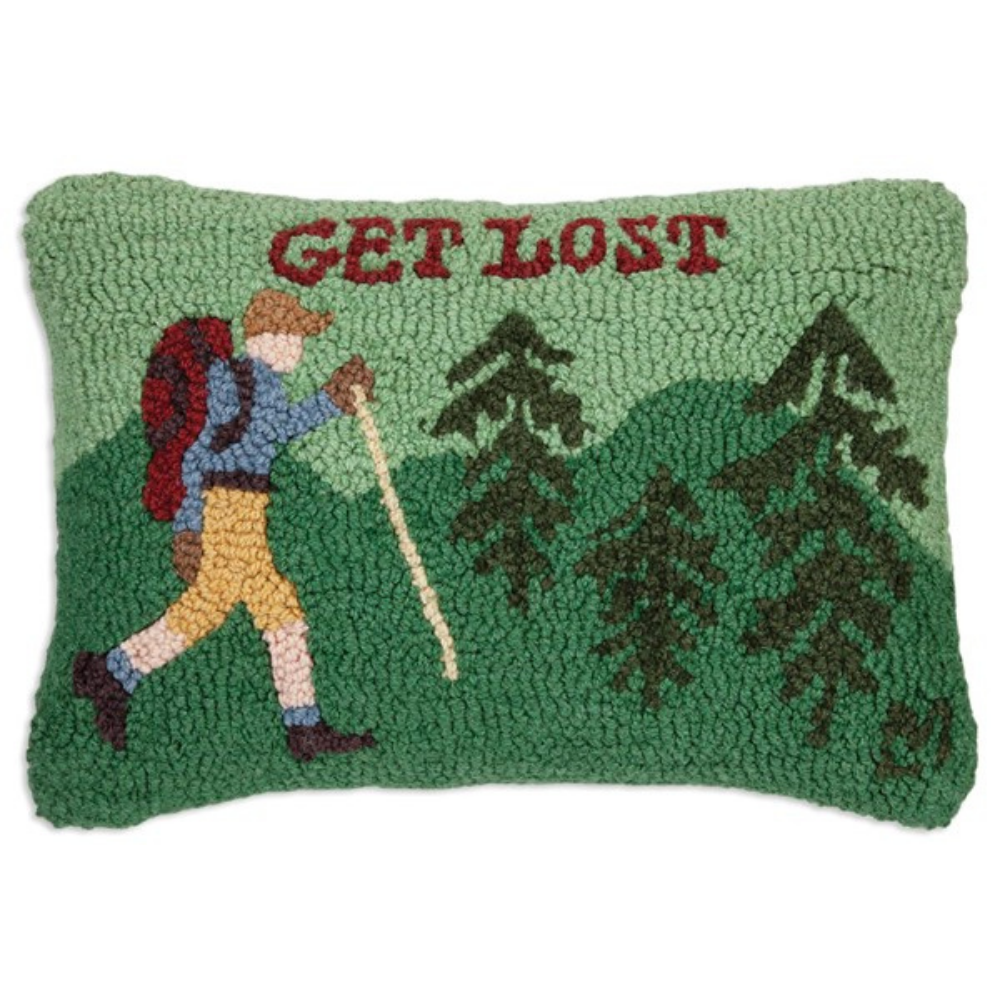 CHANDLER 4 CORNERS GET LOST HAND-HOOKED PILLOW