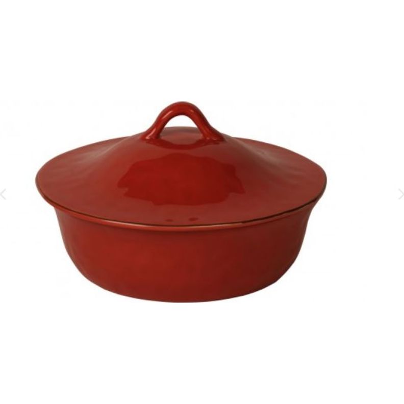 SKYROS CANTARIA POPPY RED ROUND COVERED CASSEROLE