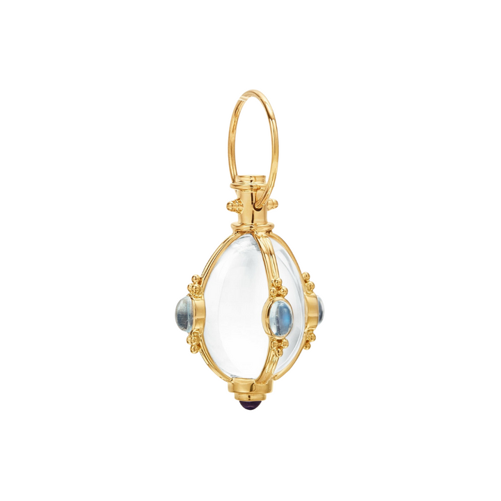 TEMPLE ST CLAIR 18K YELLOW GOLD CLASSIC ROCK CRYSTAL AMULET WITH BLUE MOONSTONE
