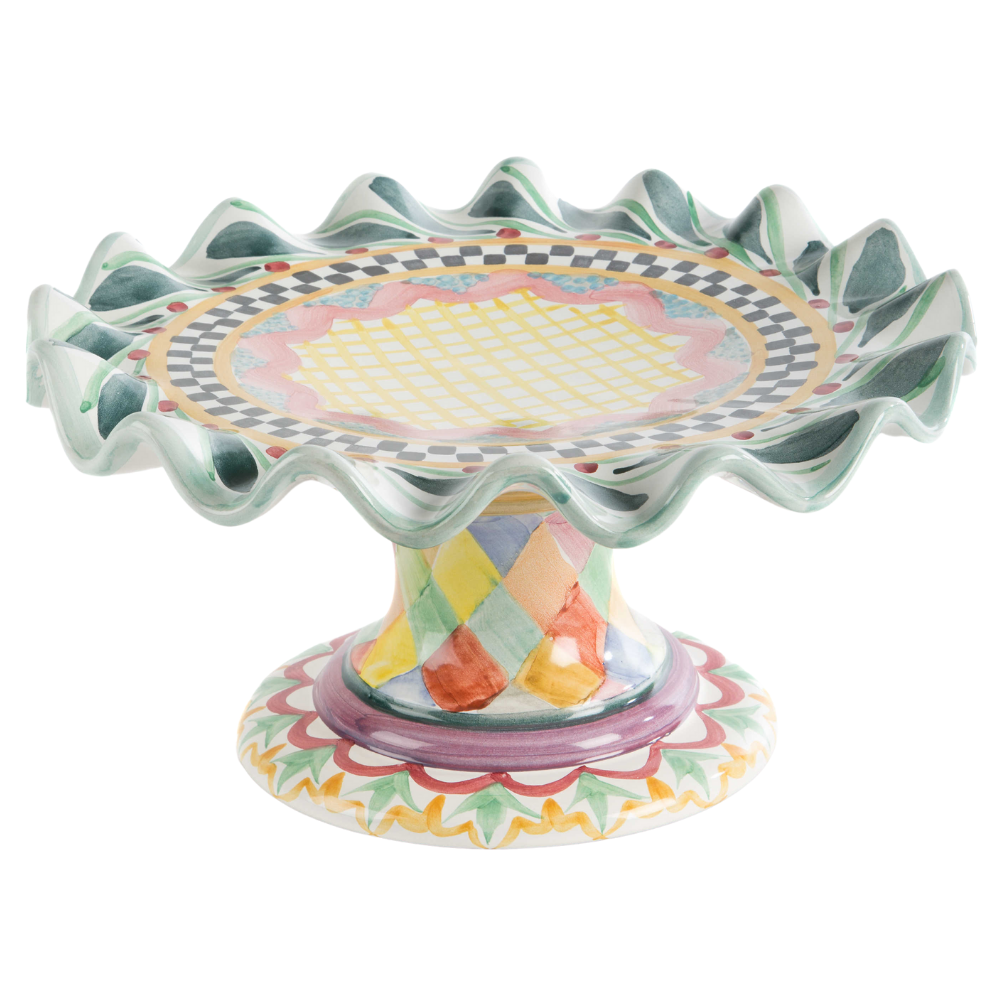 MACKENZIE CHILDS TAYLOR FLUTED CAKE STAND - ODD FELLOWS