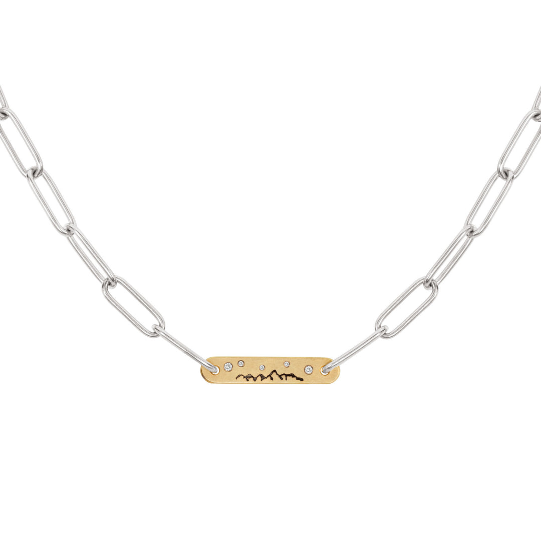 HEATHER B. MOORE GOLD AND SILVER TETON FLAT BAR NECKLACE