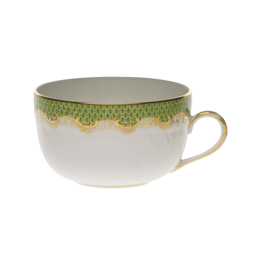 HEREND FISH SCALE EVERGREEN CANTON TEA CUP