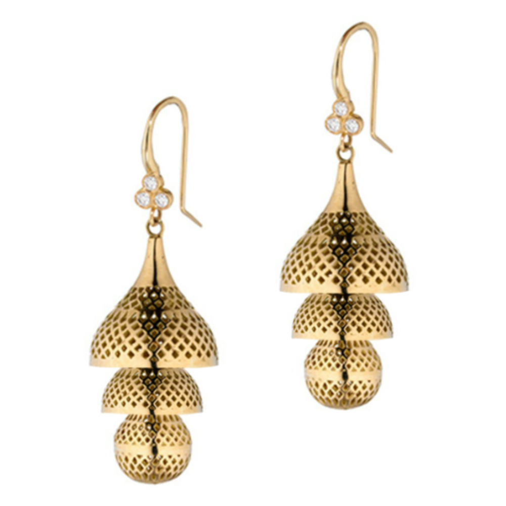 RAY GRIFFITHS 18K YELLOW GOLD FINIAL EARRINGS