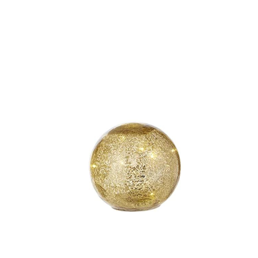 RAZ IMPORTS SMALL GOLD MERCURY GLASS LIGHTED BALL
