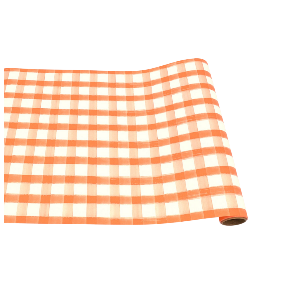 HESTER & COOK ORANGE PAINTED CHECK RUNNER 20X25
