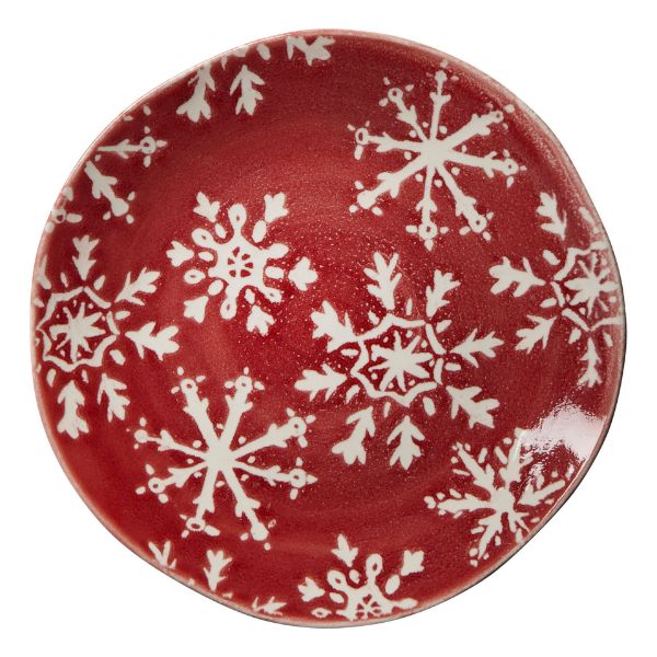 TAG SNOWFLAKE APPETIZER PLATE - RED