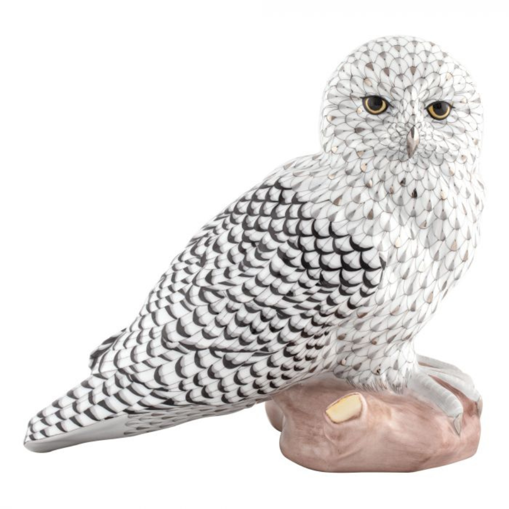 HEREND Limited Edition Snowy Sitting Owl