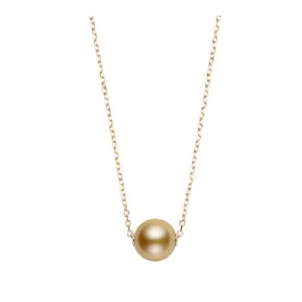 MIKIMOTO 18K YELLOW GOLD NECKLACE WITH GOLDEN PEARL