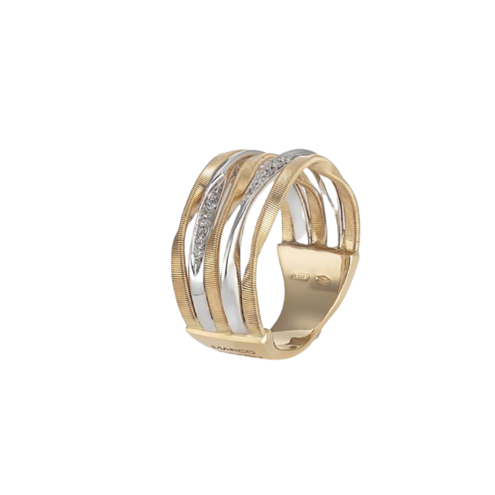 MARCO BICEGO 18K YELLOW AND WHITE GOLD RING WITH DIAMONDS