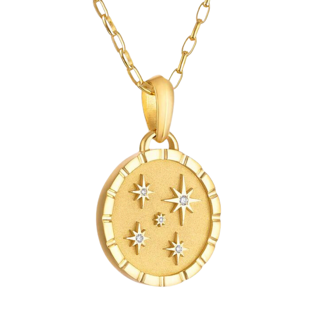 PAMELA ZAMORE MULTI STAR PENDANT NECKLACE IN YELLOW GOLD