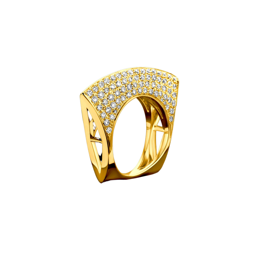 DRIES CRIEL 18K YELLOW GOLD LOTUS RING WITH DIAMONDS