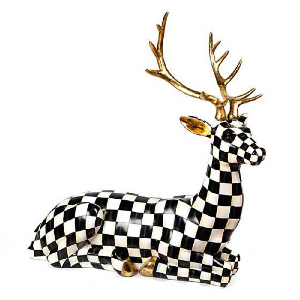 MACKENZIE CHILDS COURTLY CHECK OUTDOOR RESTING DEER