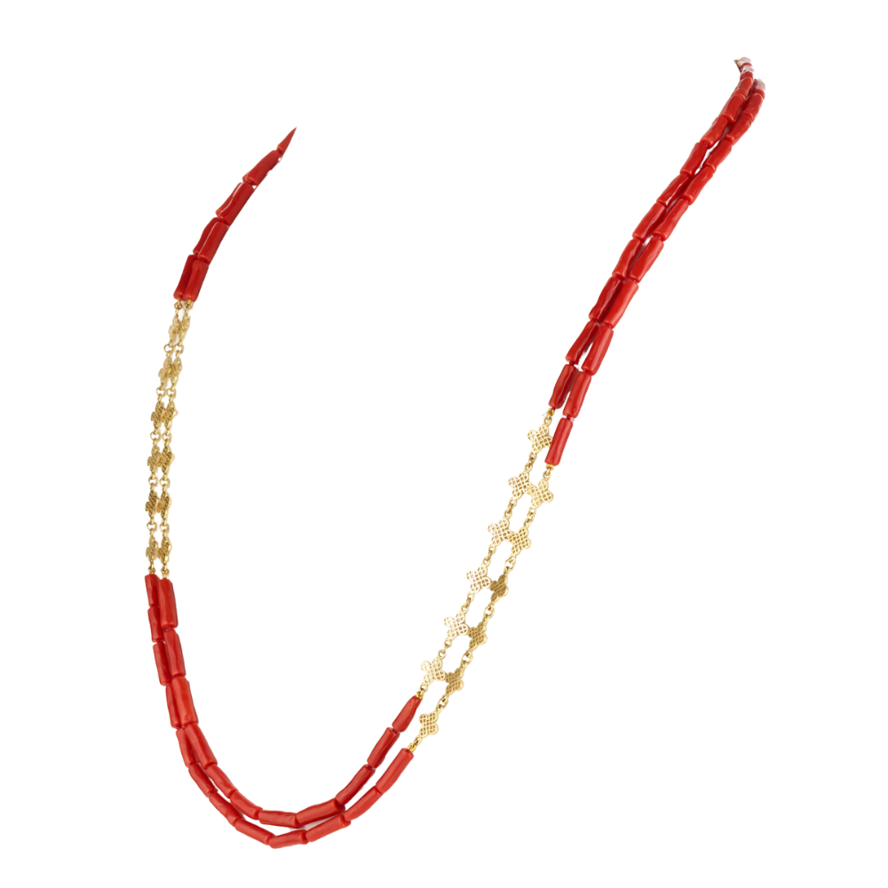 RAY GRIFFITHS 18K YELLOW GOLD AND CORAL NECKLACE