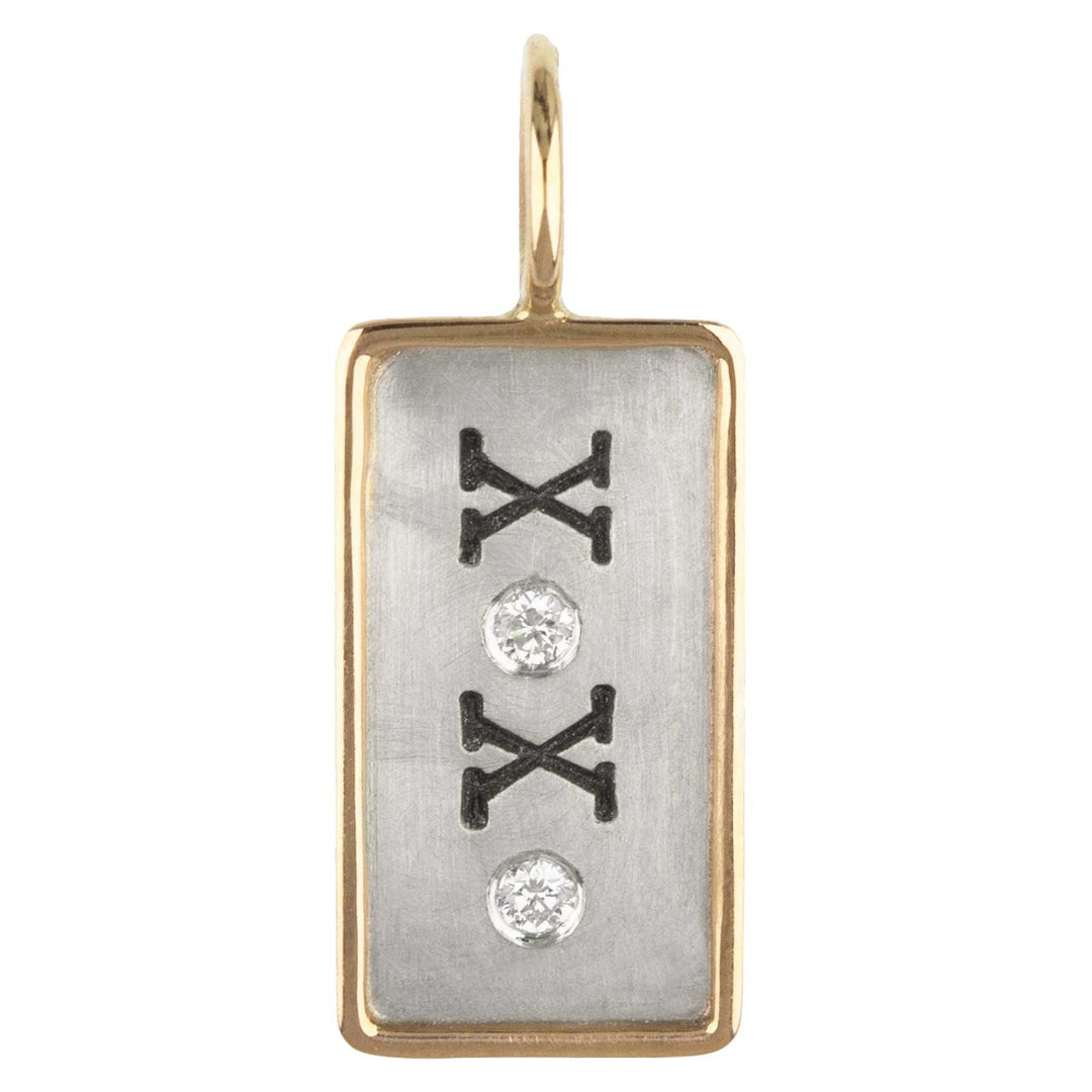 HEATHER B. MOORE YELLOW GOLD HEART ON STERLING SILVER ID TAG