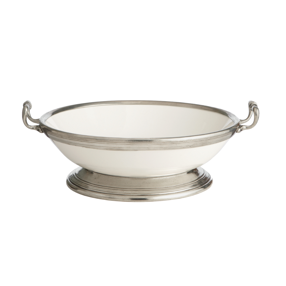 ARTE ITALICA TUSCAN LARGE FOOTED BOWL WITH HANDLES