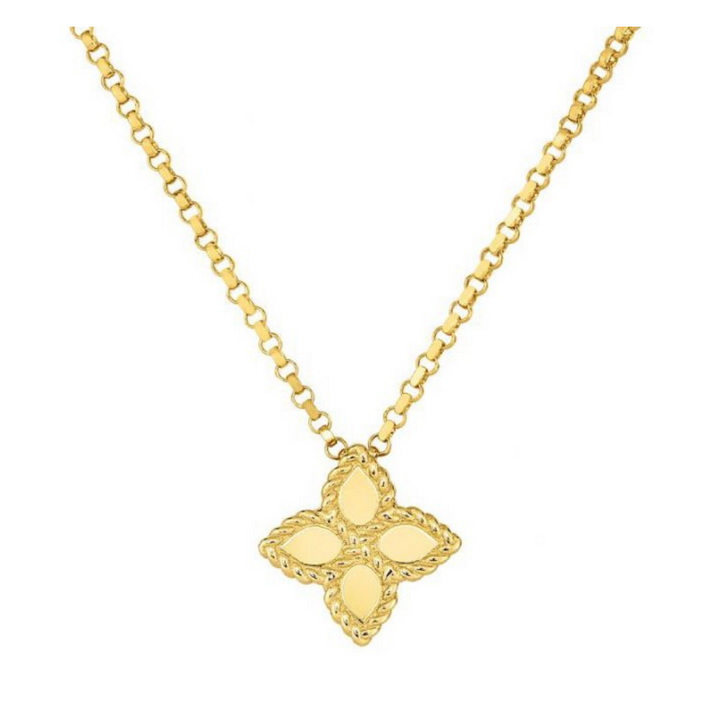 ROBERTO COIN YELLOW GOLD PRINCESS FLOWER SMALL PENDANT NECKLACE