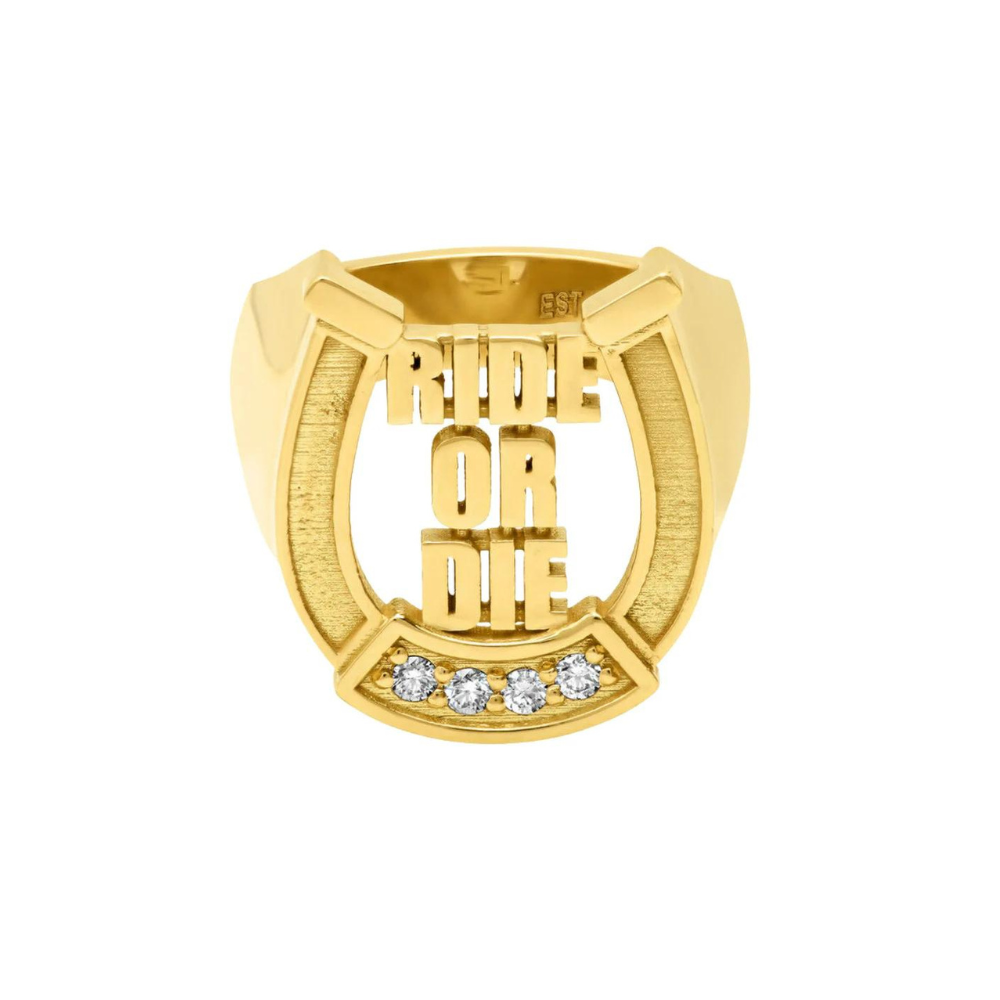 ESTABLISHED YELLOW GOLD WITH DIAMONDS HORSE SHOE RING