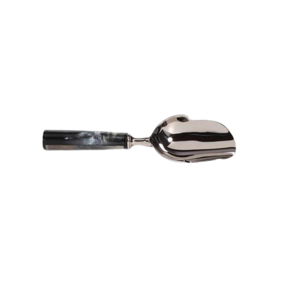 ZODAX POLISHED NICKEL ICE SCOOP W/HORN HANDLE