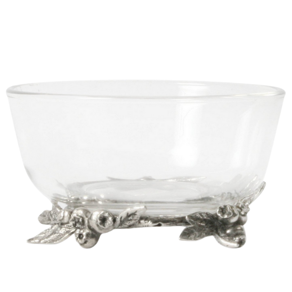 VAGABOND HOUSE BLUEBERRY GLASS BOWL WITH PEWTER