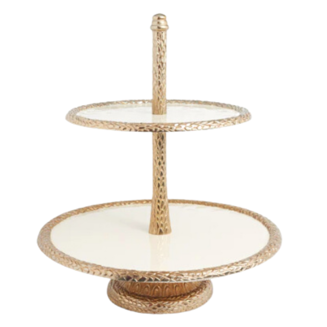 JULIA KNIGHT GOLD SNOW FLORENTINE TWO TIERED SERVER