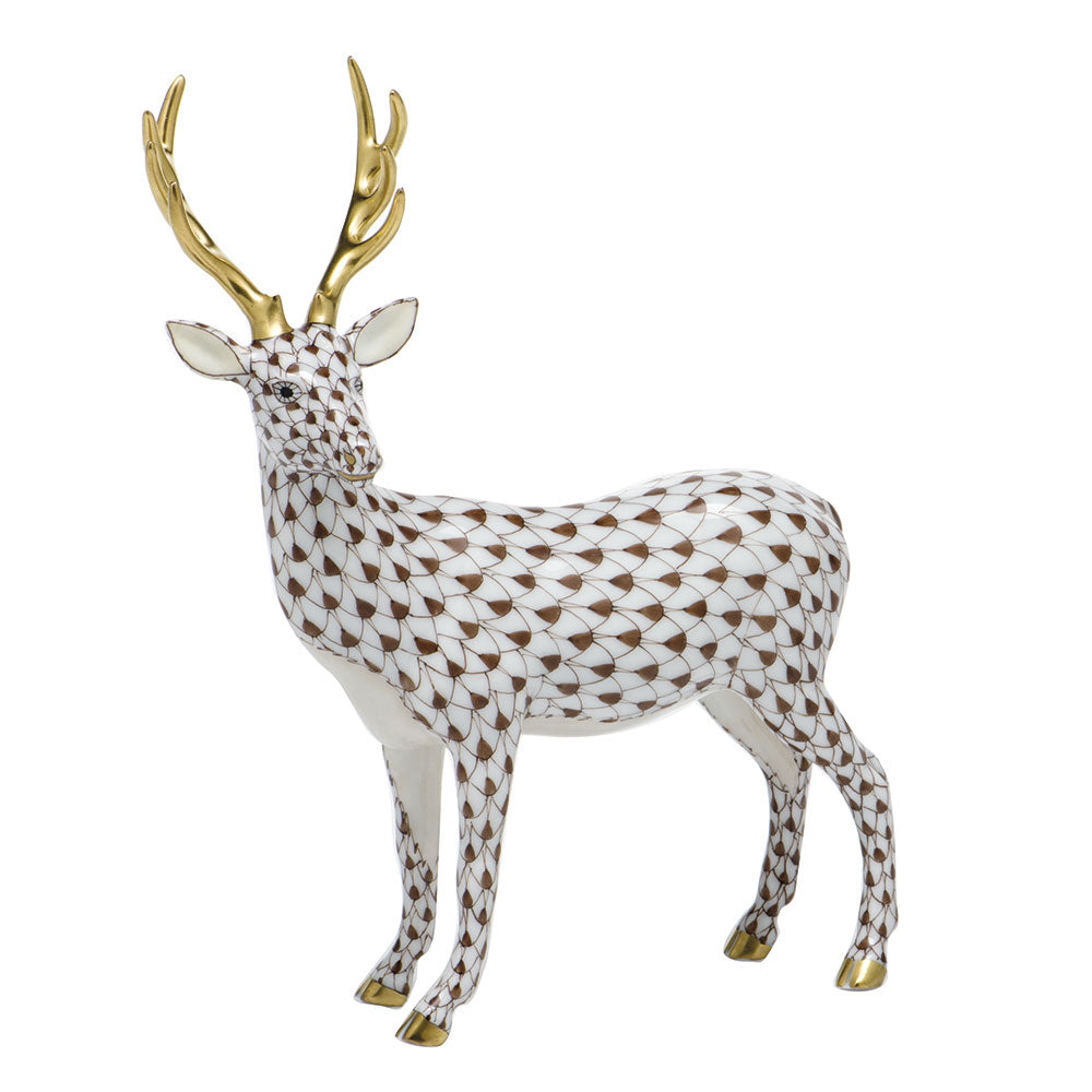 HEREND 24K GOLD PAINTED ACCENT DEER - CHOCOLATE