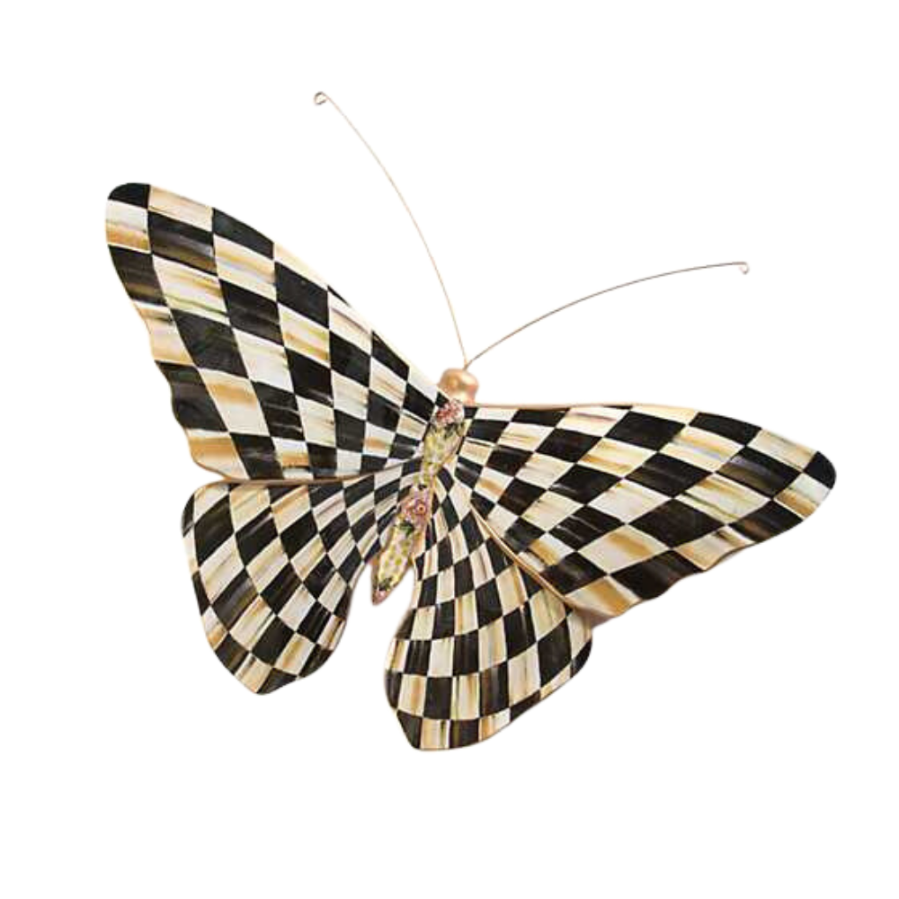 MACKENZIE CHILDS COURTLY CHECK BUTTERFLY WALL DECOR