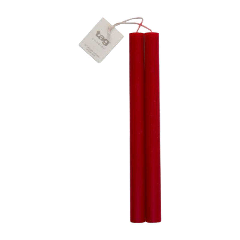 TAG STRAIGHT CANDLES - RED SET/2