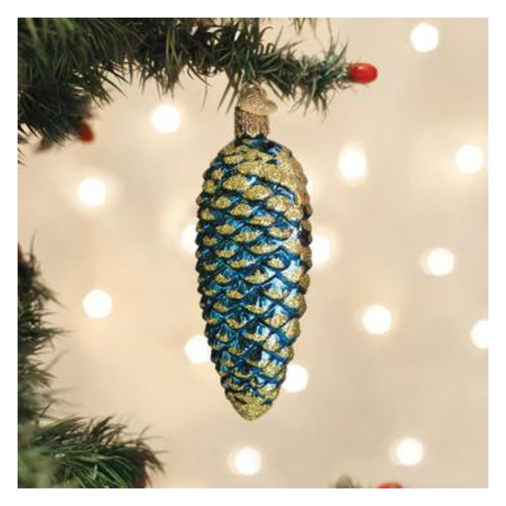 OLD WORLD CHRISTMAS BLUE SHIMMERING PINE CONE