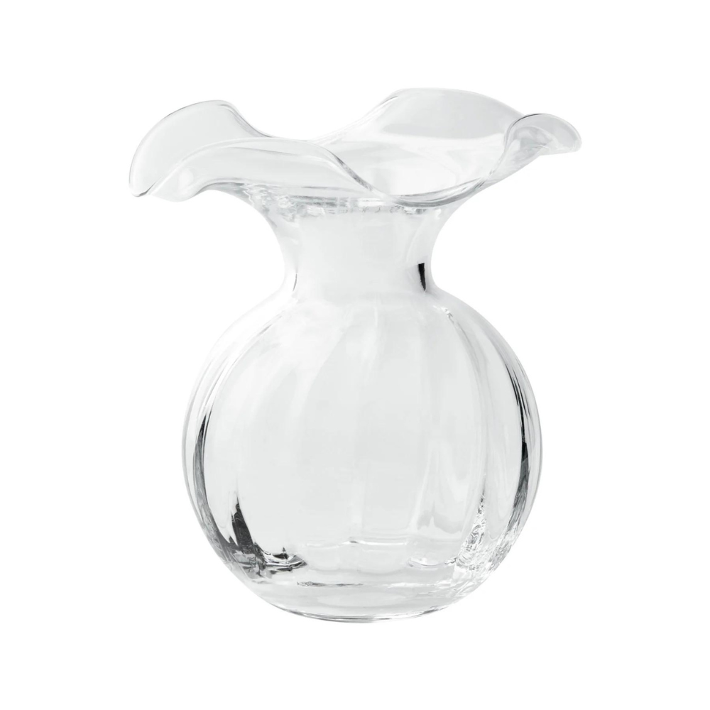 VIETRI HIBISCUS CLEAR SMALL FLUTED GLASS VASE