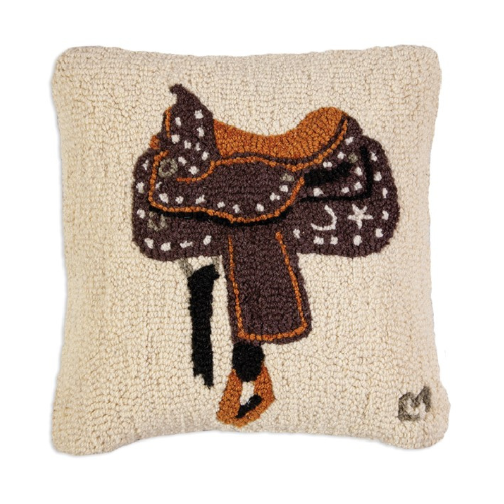 CHANDLER 4 CORNERS WESTERN SADDLE HAND-HOOKED PILLOW