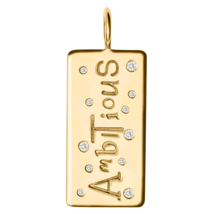 HEATHER B. MOORE YELLOW GOLD AMBITIOUS GRAFFITI HIGH POLISHED ID TAG