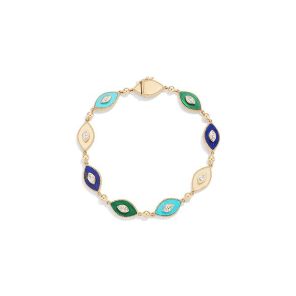 ORLY MARCEL 18K YELLOW GOLD MARQUISE INLAY BRACELET