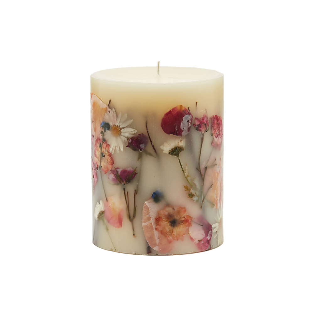 ROSY RINGS APRICOT ROSE MD ROUND BOTANICAL CANDLE