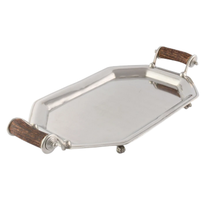 VAGABOND HOUSE PARLOR TRAY WITH COMPOSITE ANTLER HANDLES